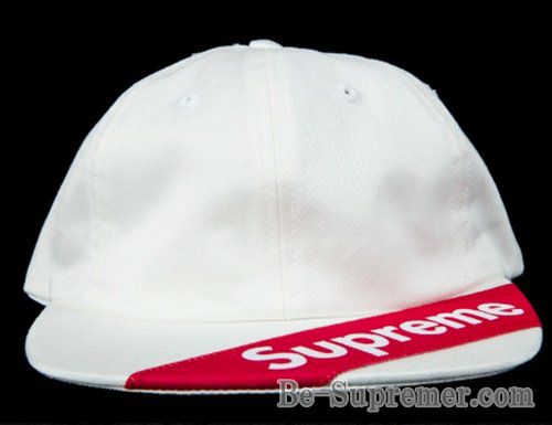 Supreme 18SS バイザーラベル6パネルキャップ ホワイト