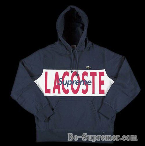 supreme lacoste logo panel 見合わせ hooded sweat 
