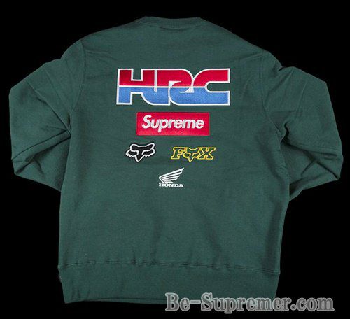 Supreme シュプリーム 19FW Honda Fox Racing Crewneck ホンダ フォックスレーシングクルーネック ダークグリーン  | Supreme(シュプリーム)オンライン通販専門店 Be-supremer I 新作2024AW販売中