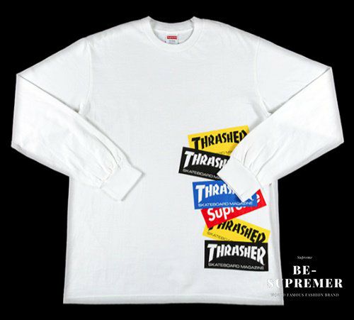 Supreme シュプリーム 21FW Thrasher Multi Logo L/S Tee スラッシャーマルチロゴロングスリーブTシャツ ロンT  ホワイト | Supreme(シュプリーム)オンライン通販専門店 Be-supremer I 新作2024AW販売中