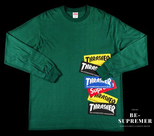 Supreme シュプリーム 21FW Thrasher Multi Logo L/S Tee スラッシャーマルチロゴロングスリーブTシャツ ロンT  ダークグリーン | Supreme(シュプリーム)オンライン通販専門店 Be-supremer I 新作2024AW販売中