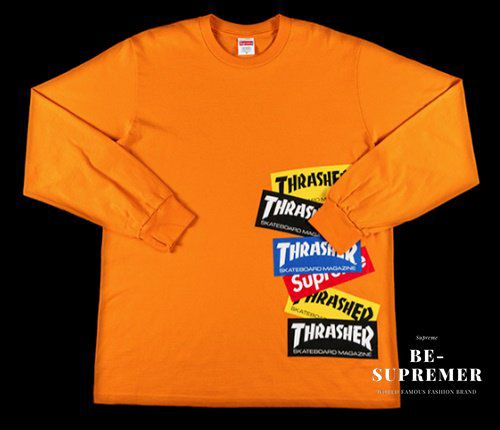 Supreme シュプリーム 21FW Thrasher Multi Logo L/S Tee スラッシャーマルチロゴロングスリーブTシャツ ロンT  オレンジ | Supreme(シュプリーム)オンライン通販専門店 Be-supremer I 新作2024AW販売中