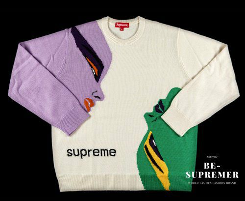 Supreme シュプリーム 21FW Faces Sweater フェイスセーター クリーム  