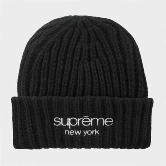 Supreme シュプリーム 2023AW Classic Logo Chunky Ribbed Beanie クラシックロゴチャンキーリブドビーニー  ニット帽 ブラック 黒 | Supreme(シュプリーム)オンライン通販専門店 Be-supremer I 新作2024AW販売中