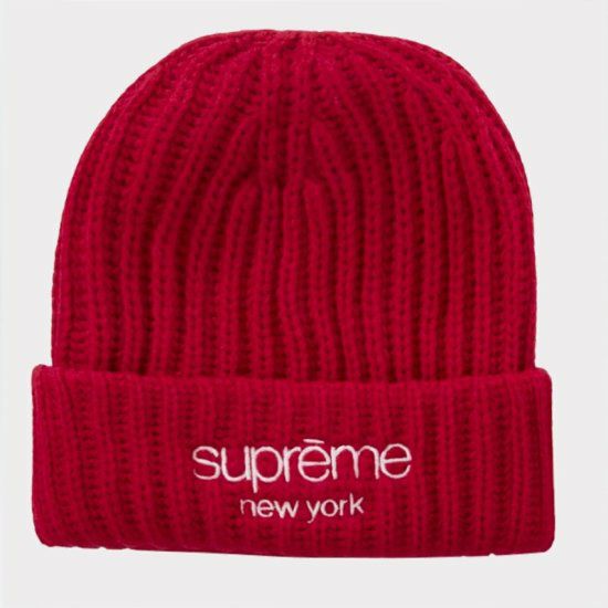 Supreme ニット帽 レッドRED Logo 赤（Supreme シュプリーム ロゴ刺繍 