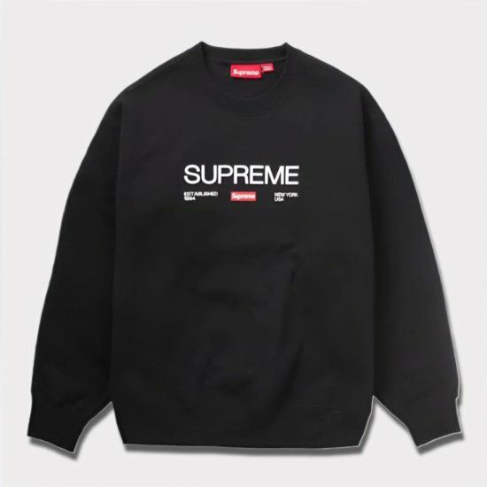 Supreme シュプリーム 2024SS Established Crewneck エスタブリッシュクルーネック ブラック 黒 | Supreme( シュプリーム)オンライン通販専門店 Be-supremer I 新作2024AW販売中