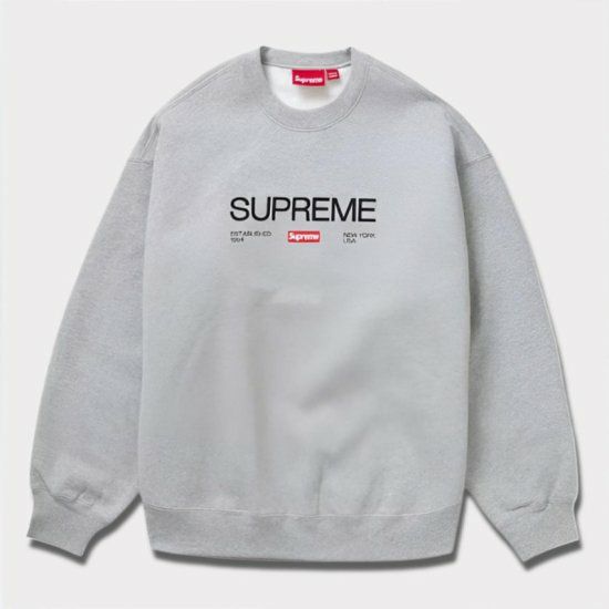 Supreme シュプリーム 2024SS Established Crewneck エスタブリッシュクルーネック  ヘザーグレー 灰