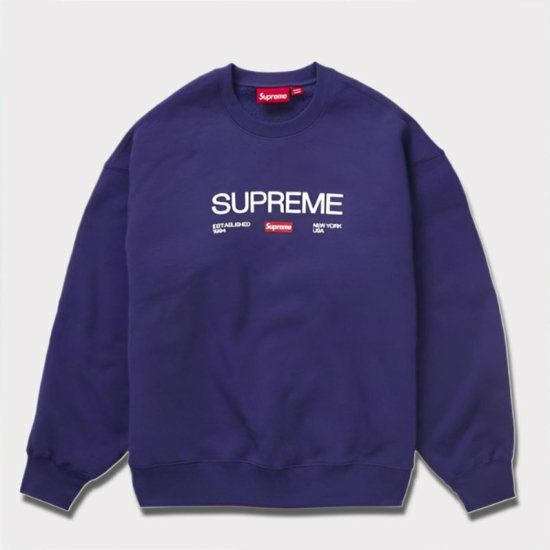 Supreme シュプリーム 2024SS Established Crewneck エスタブリッシュクルーネック  ウォッシュネイビー 紺