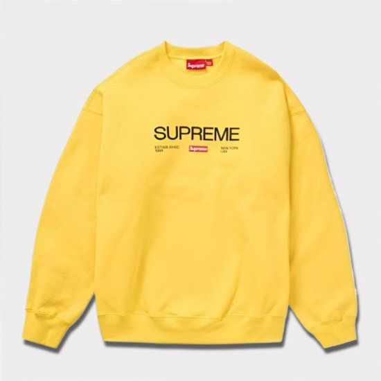 Supreme シュプリーム 2024SS Established Crewneck エスタブリッシュクルーネック  イエロー 黄