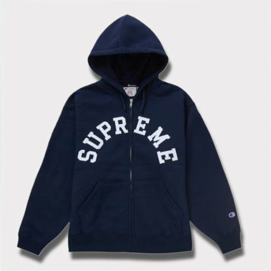 Supreme シュプリーム 2024SS Champion Zip Up Hooded Sweatshirt チャンピオンジップアップフードパーカー ネイビー 紺