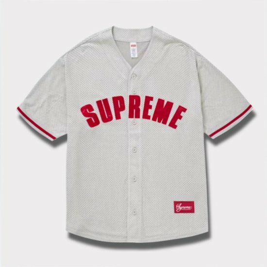 Supreme シュプリーム 2024SS Ultrasuede Mesh Baseball Jersey ウルトラスエードメッシュベースボールジャージー グレー 灰1