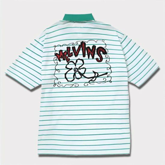 2024SS Melvins Stripes S/S Polo メルヴィンズ ストライプショートスリーブポロ ホワイト 白1