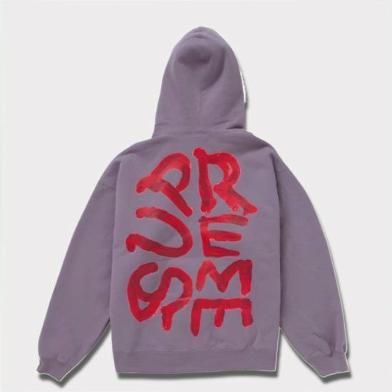 Supreme シュプリーム 2024SS Paint Hooded Sweatshirt ペイントフードパーカー ダスティパープル　紫1