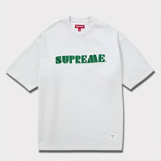 Supreme シュプリーム 2024SS Stencil Embroidered S/S Top Tee ステンシルエンブロイダードエスエストップ Tシャツ アッシュグレー 灰