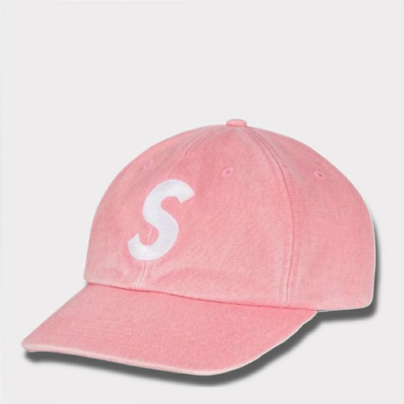 新作 supreme pigment s logo 6 panel cap ピンク1