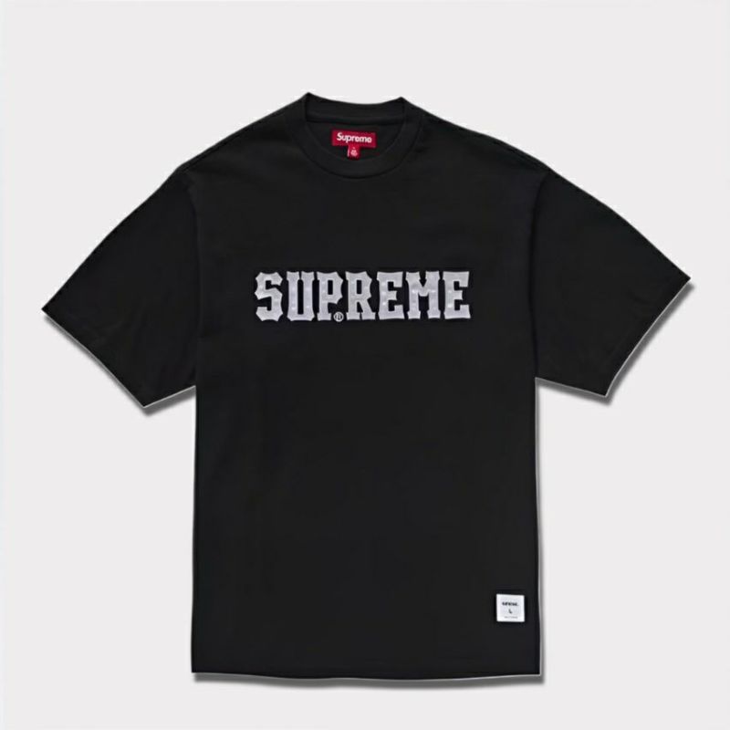新作 supreme Twill Appliqué S/S Top ブラック