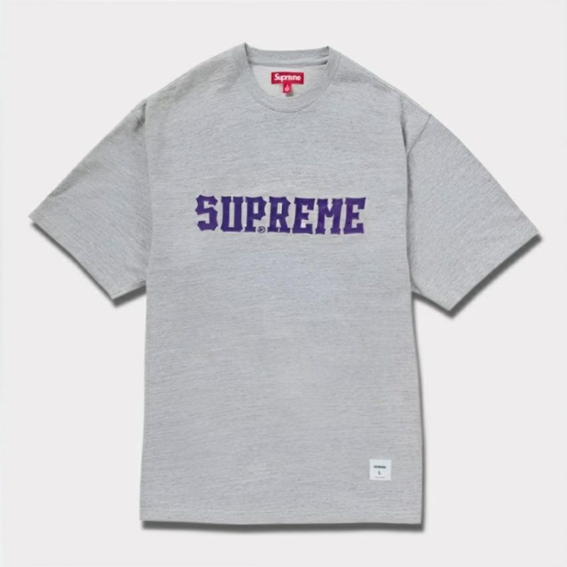 新作 supreme twill applique ss top tee ヘザーグレー