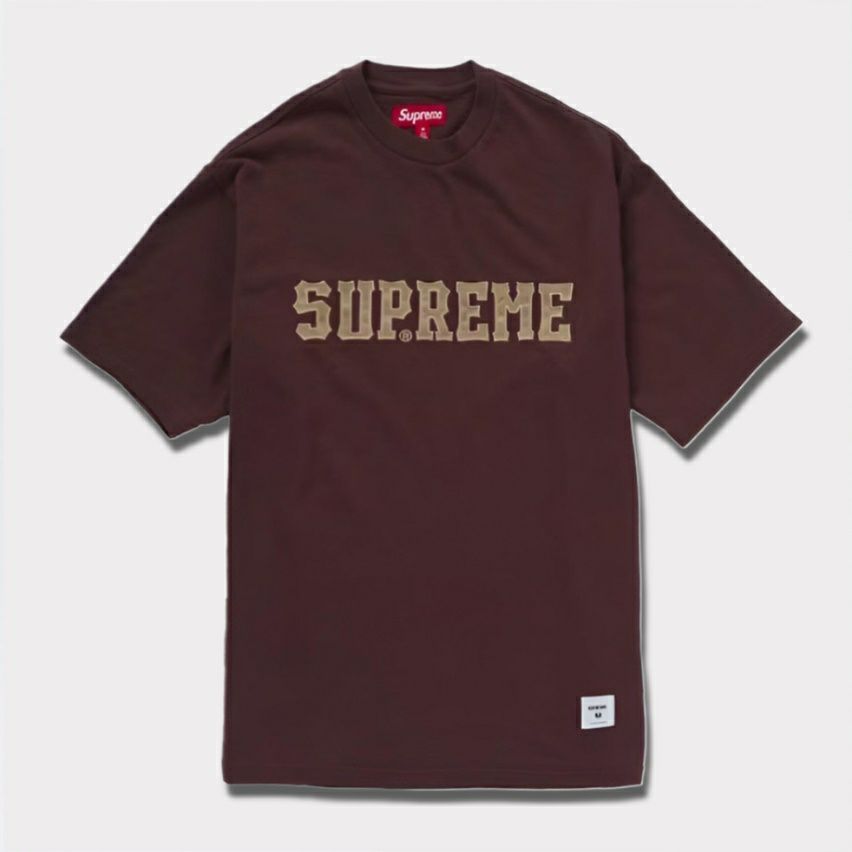 新作 supreme twill applique ss top ブラウン