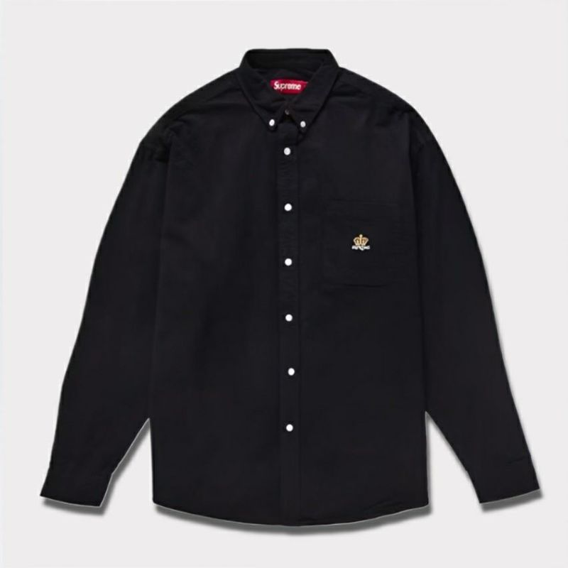 新作 supreme Loose Fit Flannel Oxford Shirtブラック