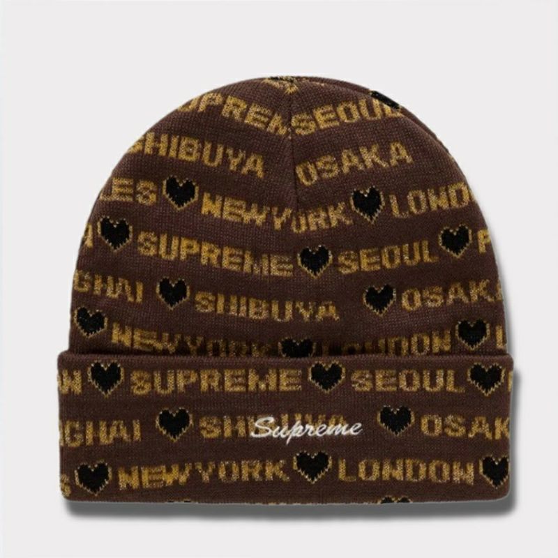 新作 supreme 24aw hearts beanie ブラウン