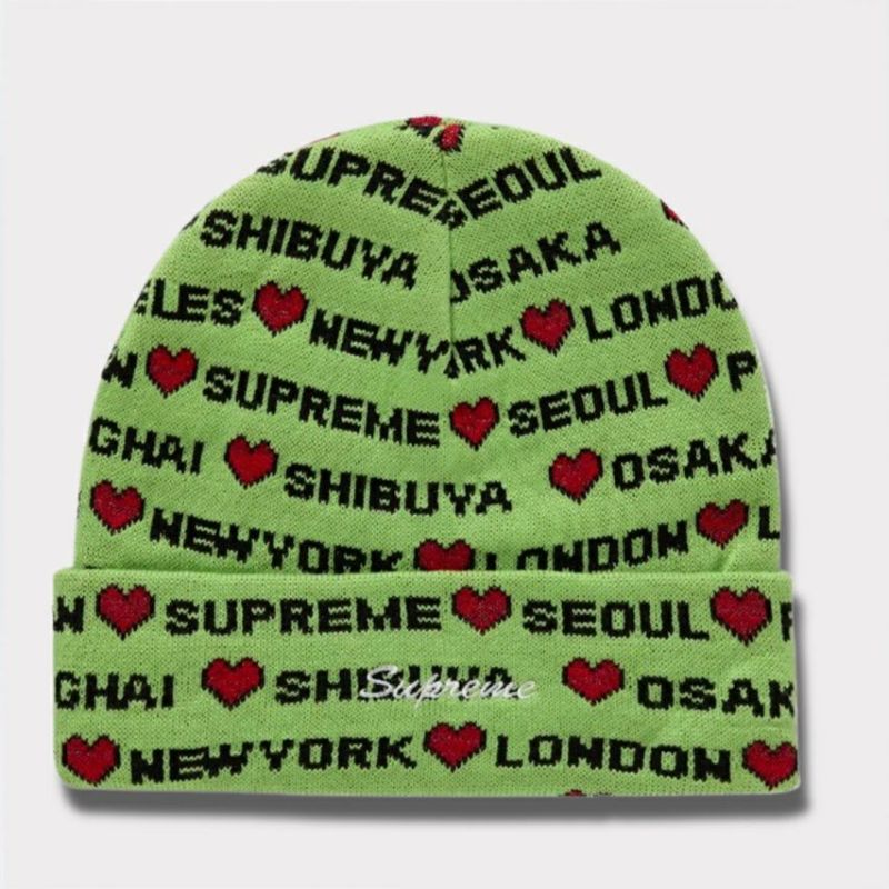 新作 supreme 24aw hearts beanie ライム