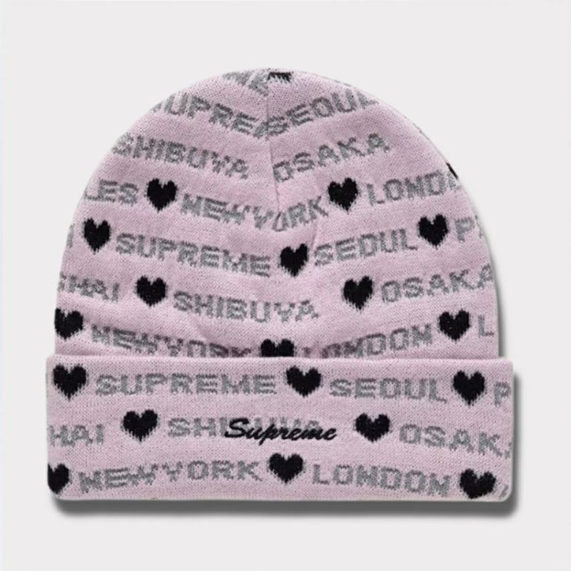 新作 supreme 24aw hearts beanie ピンク