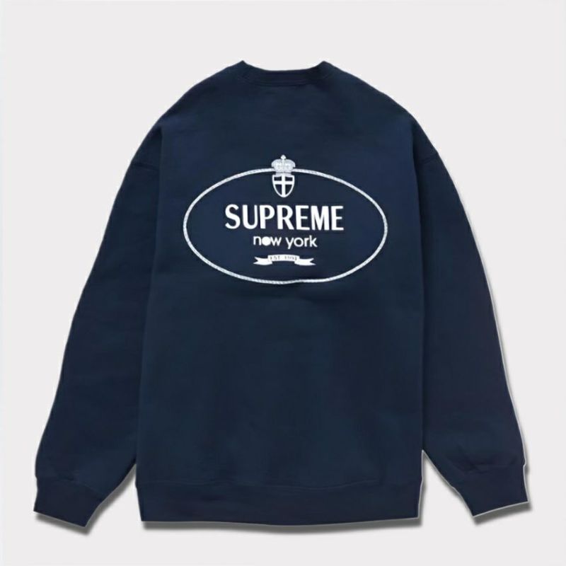 supreme 新作 24aw crest crewneck ネイビー1