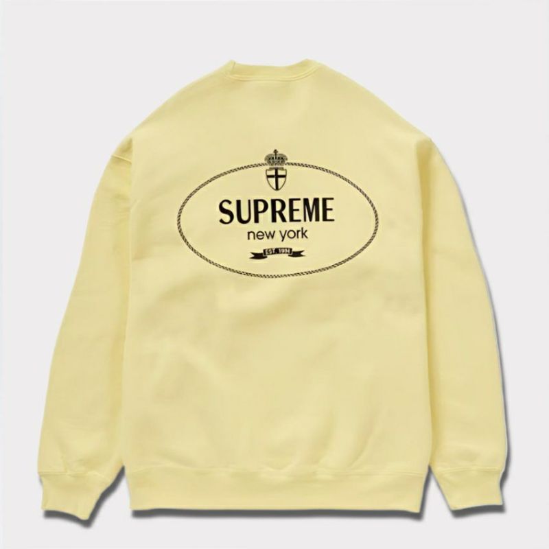 supreme 新作 24aw crest crewneck ライトイエロー１