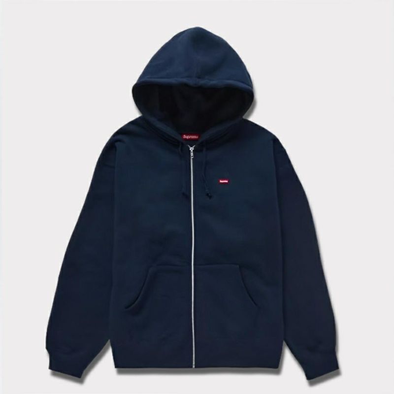 supreme 新作 24aw small box zip hooded sweatshirt ネイビー