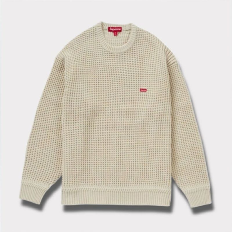 sureme 新作 24aw waffle small box sweater ストーン