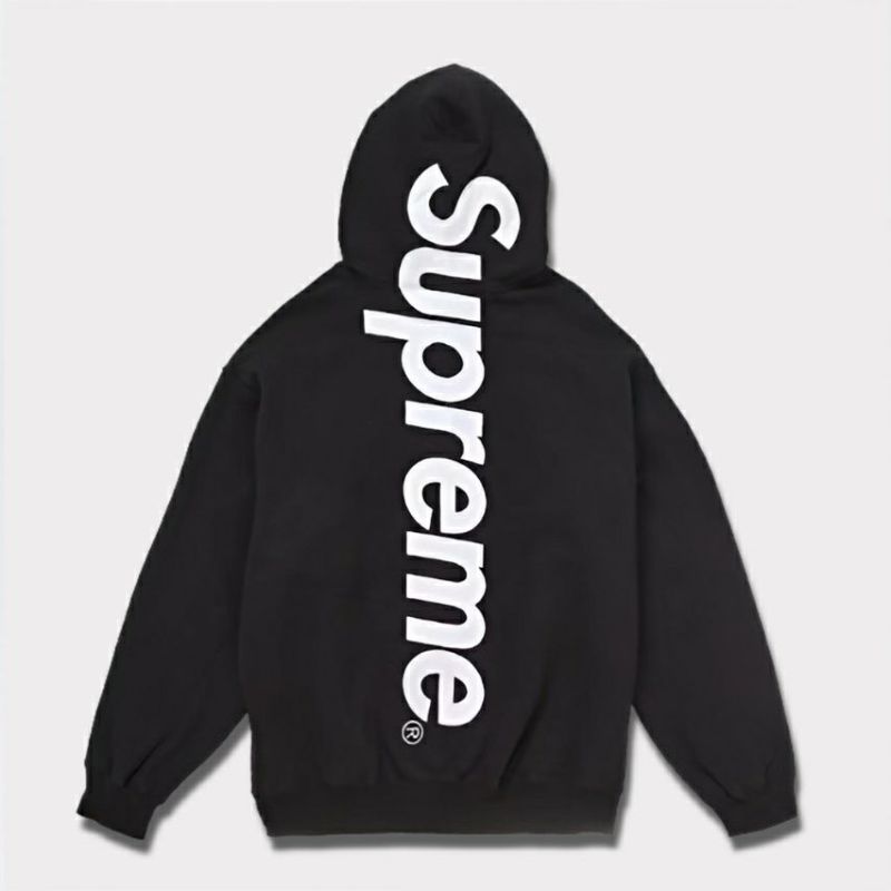 Supreme シュプリーム 2024AW Satin Applique Hooded Sweatshirt サテンアップリケフードパーカー ブラック  黒