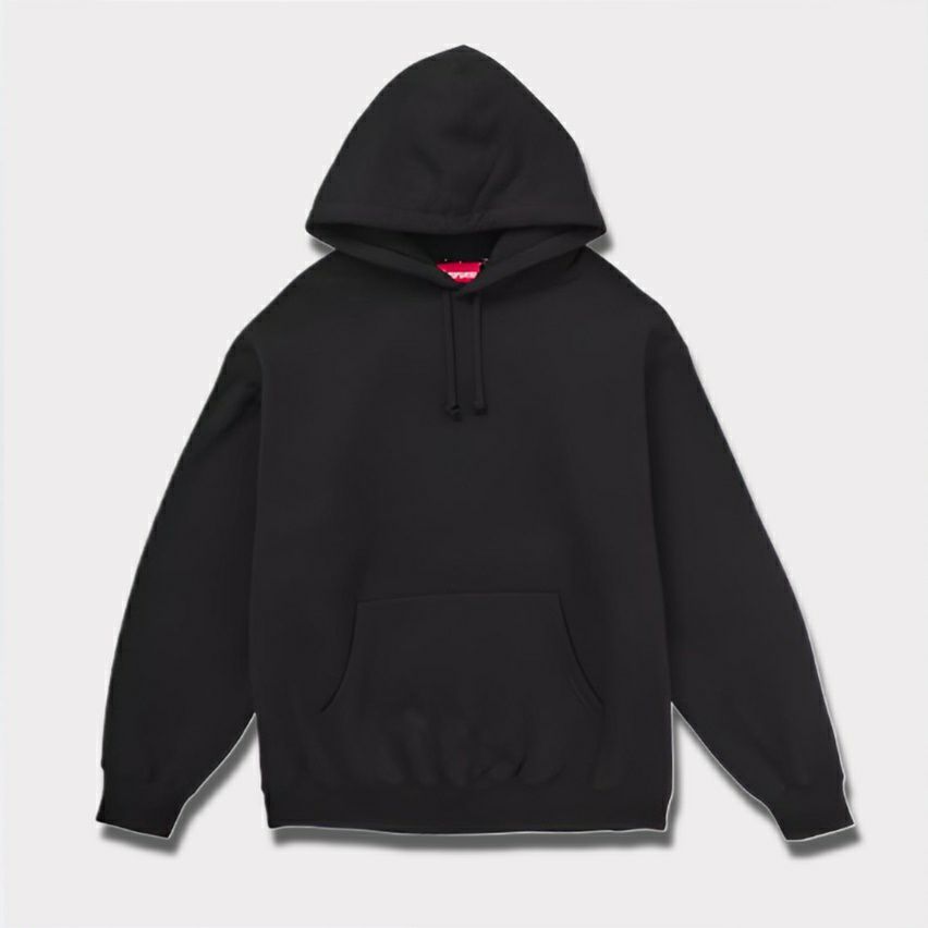 supreme 24aw 新作 satin applique hooded sweatshirt パーカー ブラック1