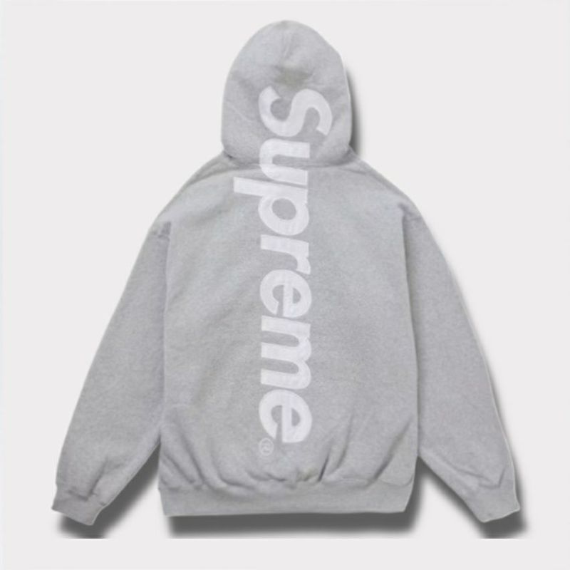 Supreme シュプリーム 2024AW Satin Applique Hooded Sweatshirt サテンアップリケフードパーカー  ヘザーグレー 灰