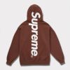 supreme 24aw 新作 satin applique hooded sweatshirt パーカー ブラウン