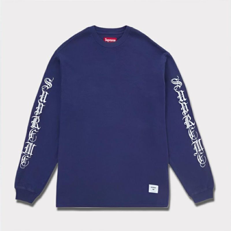 Supreme シュプリーム 2024AW Old English L/S Top オールドイングリッシュロングスリーブトップ Tシャツ ネイビー 紺