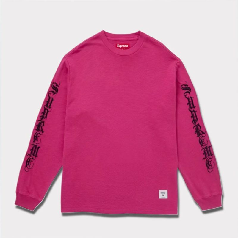 supreme Old English L/S Top ピンク