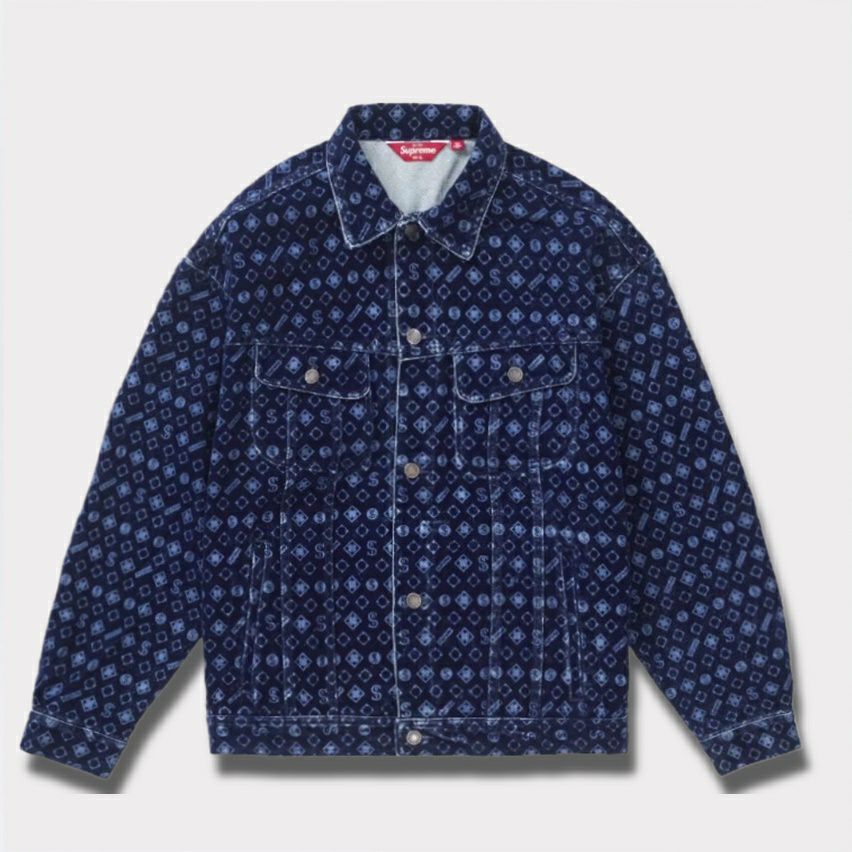 Supreme シュプリーム 2024AW Flocked Denim Trucker Jacket フロックドデニムトラッカージャケット ブルー 青