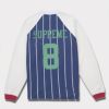 Supreme シュプリーム 2024AW Stripe Raglan L/S Top ストライプラグランロングスリーブトップ Tシャツ ネイビー 紺