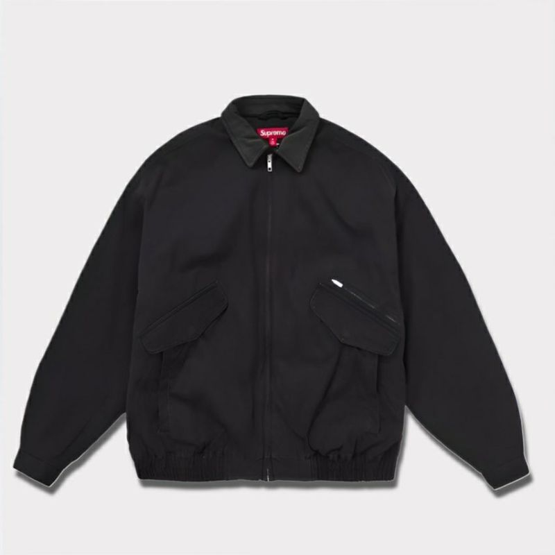 Supreme シュプリーム 2024AW Leather Collar Utility Jacket　レザーカラーユーティリティジャケット ブラック 黒