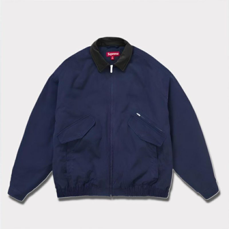 Supreme シュプリーム 2024AW Leather Collar Utility Jacket　レザーカラーユーティリティジャケット ネイビー 紺