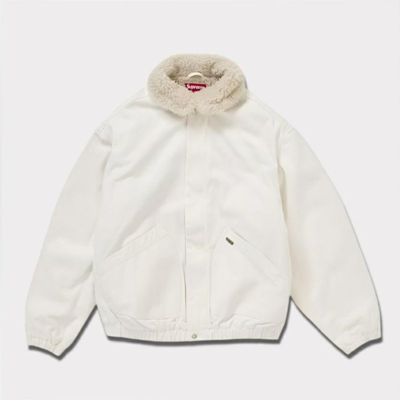 Supreme シュプリーム 2024AW Faux Shearling Lined Bomber Jacket　フォークスシアリングラインドボンバージャケット ホワイト　白