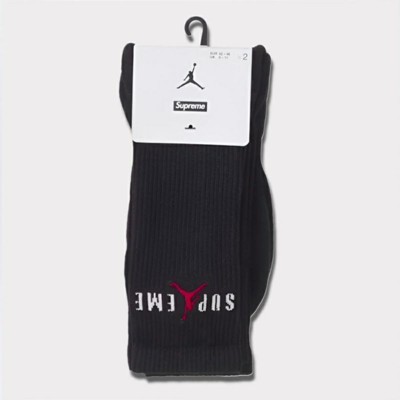 Supreme シュプリーム 21AW Jordan Crew Socks (2pack) ジョーダンクルーソックス(2パック) ブラック　黒