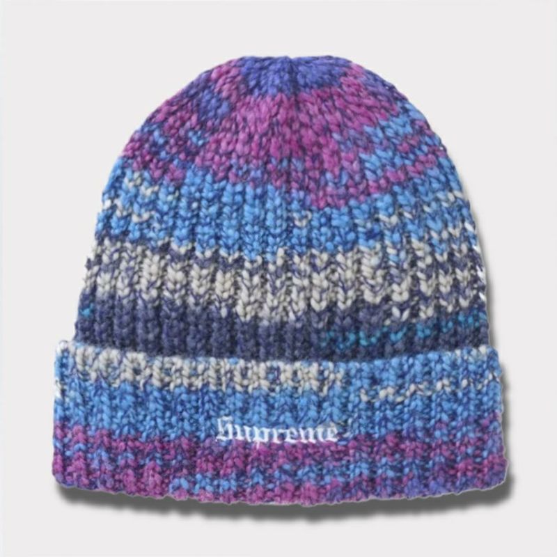 Supreme シュプリーム 2024AW Space Dye Stripe Beanie スペースダイストライプビーニー ニット帽 ブルー 青