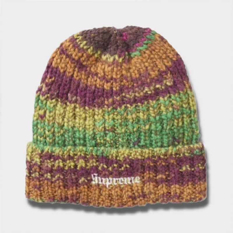 Supreme シュプリーム 2024AW Space Dye Stripe Beanie スペースダイストライプビーニー ニット帽 ブラウン 茶