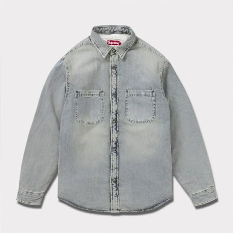 Supreme シュプリーム 2024AW Faux Shearling Lined Work Shirt フォークスシアリングラインドワークシャツ ウォッシュドインディゴデニム