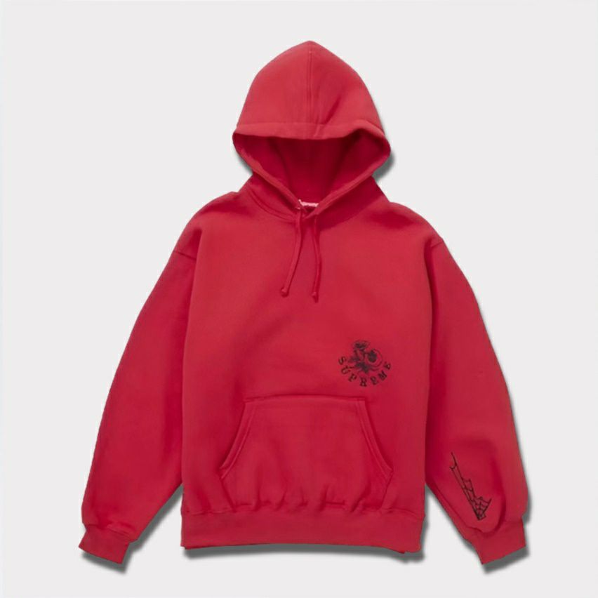 Supreme シュプリーム 2024AW Wild Embroidered Hooded Sweatshirt ワイルドエンブロイダードフードパーカー バーントレッド