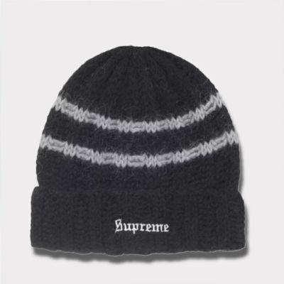 Supreme シュプリーム 2024AW Brushed Stripe Beanie ブラッシュストライプビーニー ニット帽 ブラック 黒