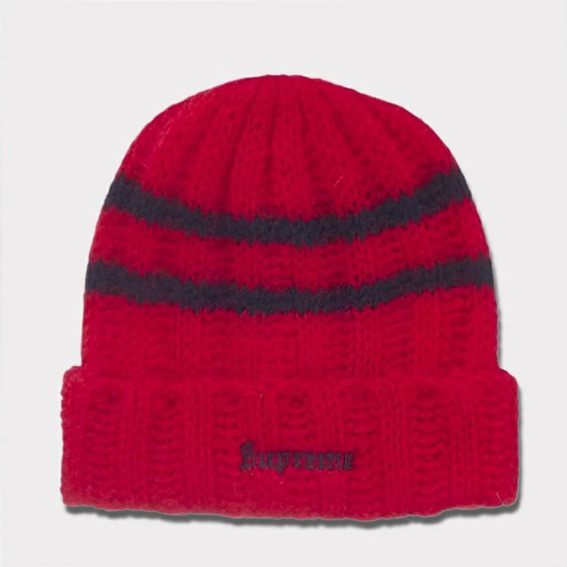 Supreme シュプリーム 2024AW Brushed Stripe Beanie ブラッシュストライプビーニー ニット帽　レッド 赤