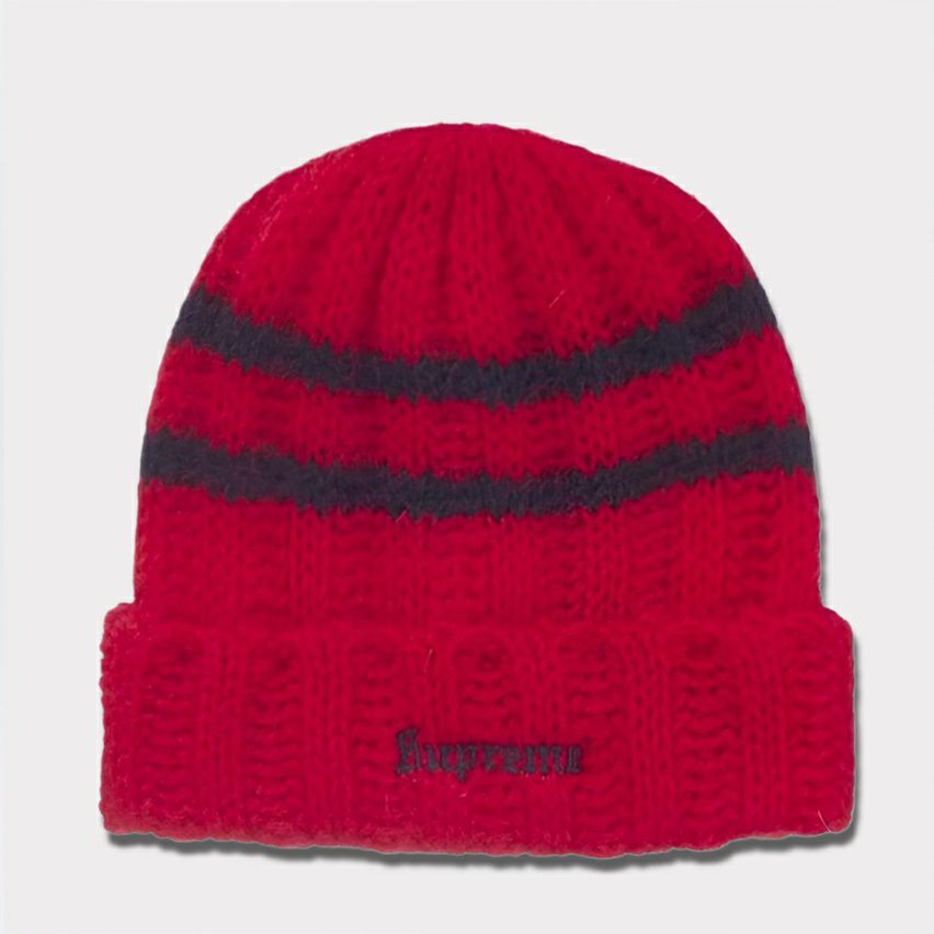 Supreme シュプリーム 2024AW Brushed Stripe Beanie ブラッシュストライプビーニー ニット帽 レッド 赤