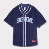 Supreme シュプリーム 2024AW Polartec Baseball Jersey　ポラーテックベースボールジャージー ネイビー 紺